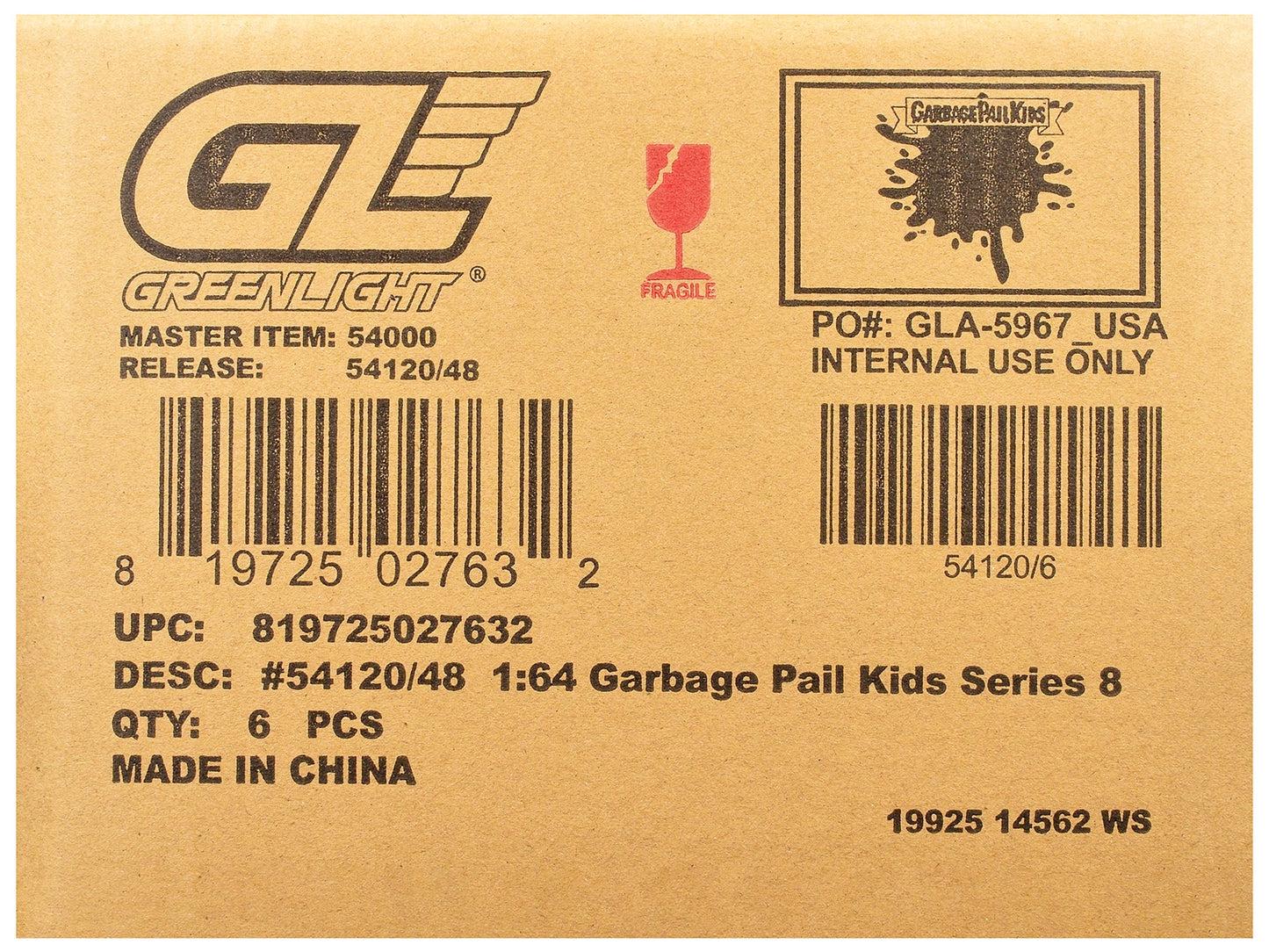 "Garbage Pail Kids" Series #8 Set of 6 pieces 1/64 Diecast Models by Greenlight