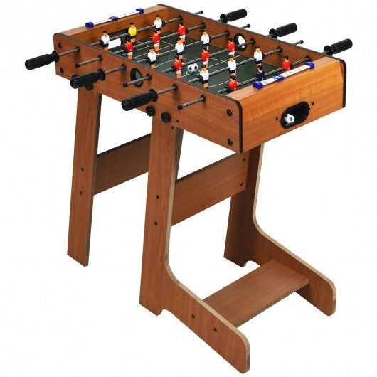 Space Saving Table Football with Durable Handle and 2 Footballs - Color: Brown