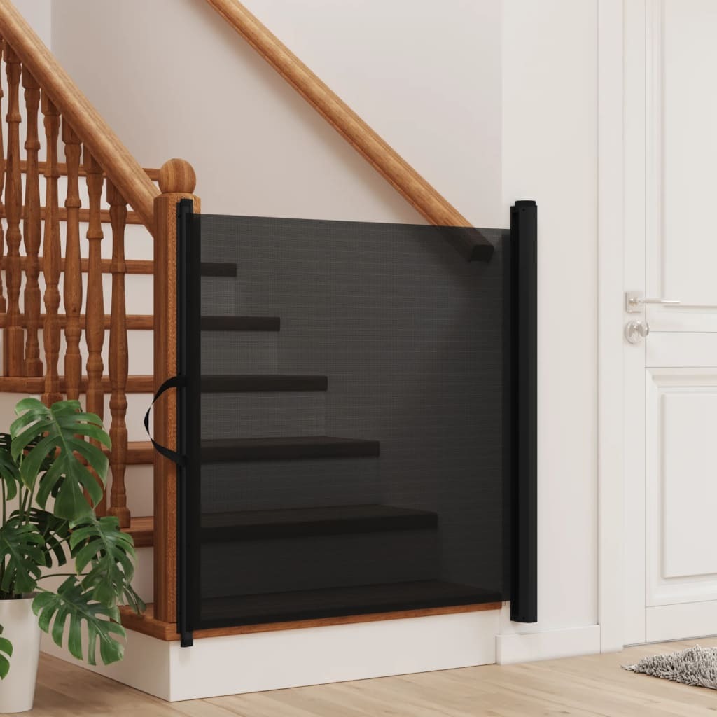 Retractable Pet Gate Black 46.3"x49.2