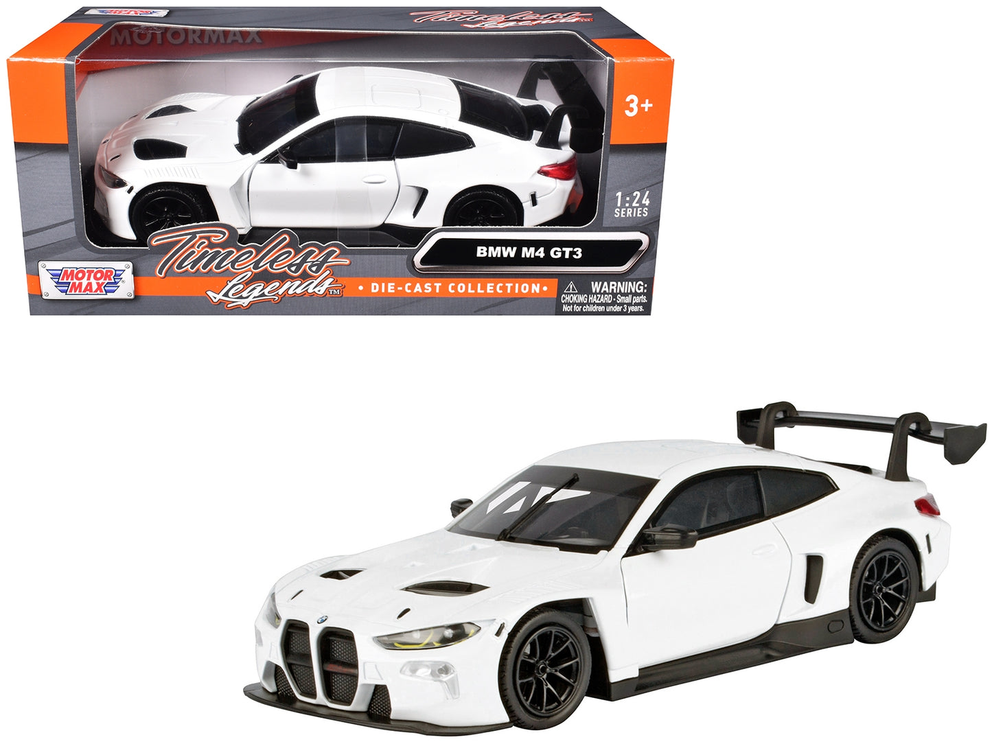 BMW M4 GT3 White "Timeless Legends" Series 1/24 Diecast Model Car by Motormax