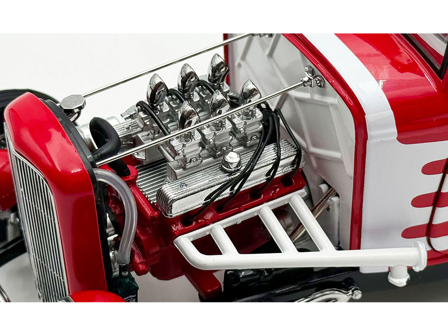 1932 Ford 3 Window Coupe "Peppermint Twist" Red with White Graphics Limited Edition to 372 pieces Worldwide 1/18 Diecast Model Car by ACME