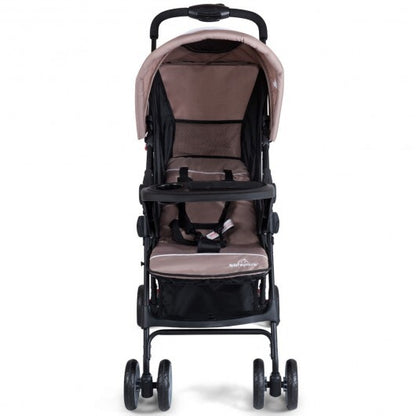 Toddler Travel Stroller for Airplane with Canopy and Adjustable Backrest-Coffee - Color: Brown