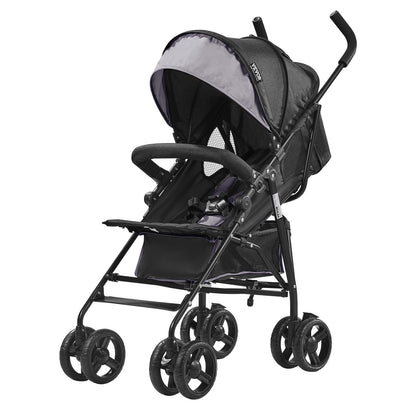 Lightweight Stroller, Compact Easy Fold MultiPosition Recline Canopy Backrest, Carbon Steel Frame, Large Storage Basket,Cup Holder, Umbrella Toddler Baby Stroller for Travel, Light Gray/Black