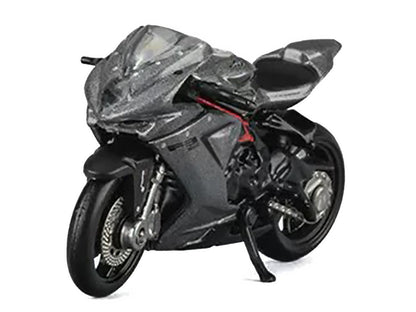 2022 MV Agusta F3 Rosso Motorcycle Silver Metallic with Figure 1/64 Diecast Model by CM Model