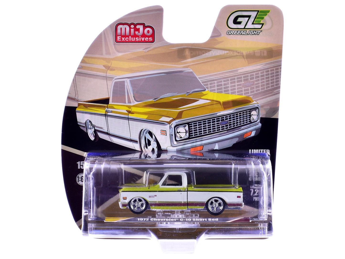 1972 Chevrolet C-10 Short Bed Pickup Truck Mustard Yellow and White "Mijo Exclusives" Series 1/64 Diecast Model Car by Greenlight