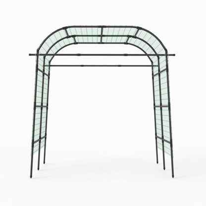 7.5 FT Tall Metal Garden Arch Trellis for Climbing Plants Outdoor-Black