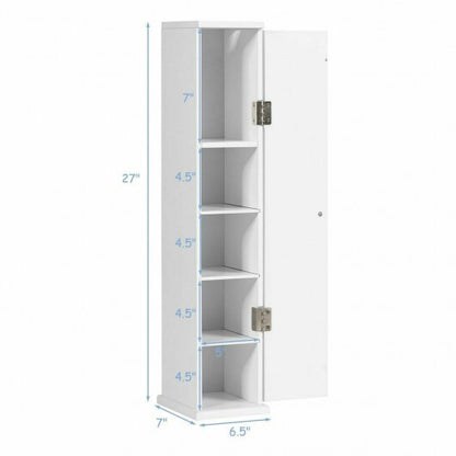 Free Standing Toilet Paper Holder with 4 Shelves and Top Slot for Bathroom-White