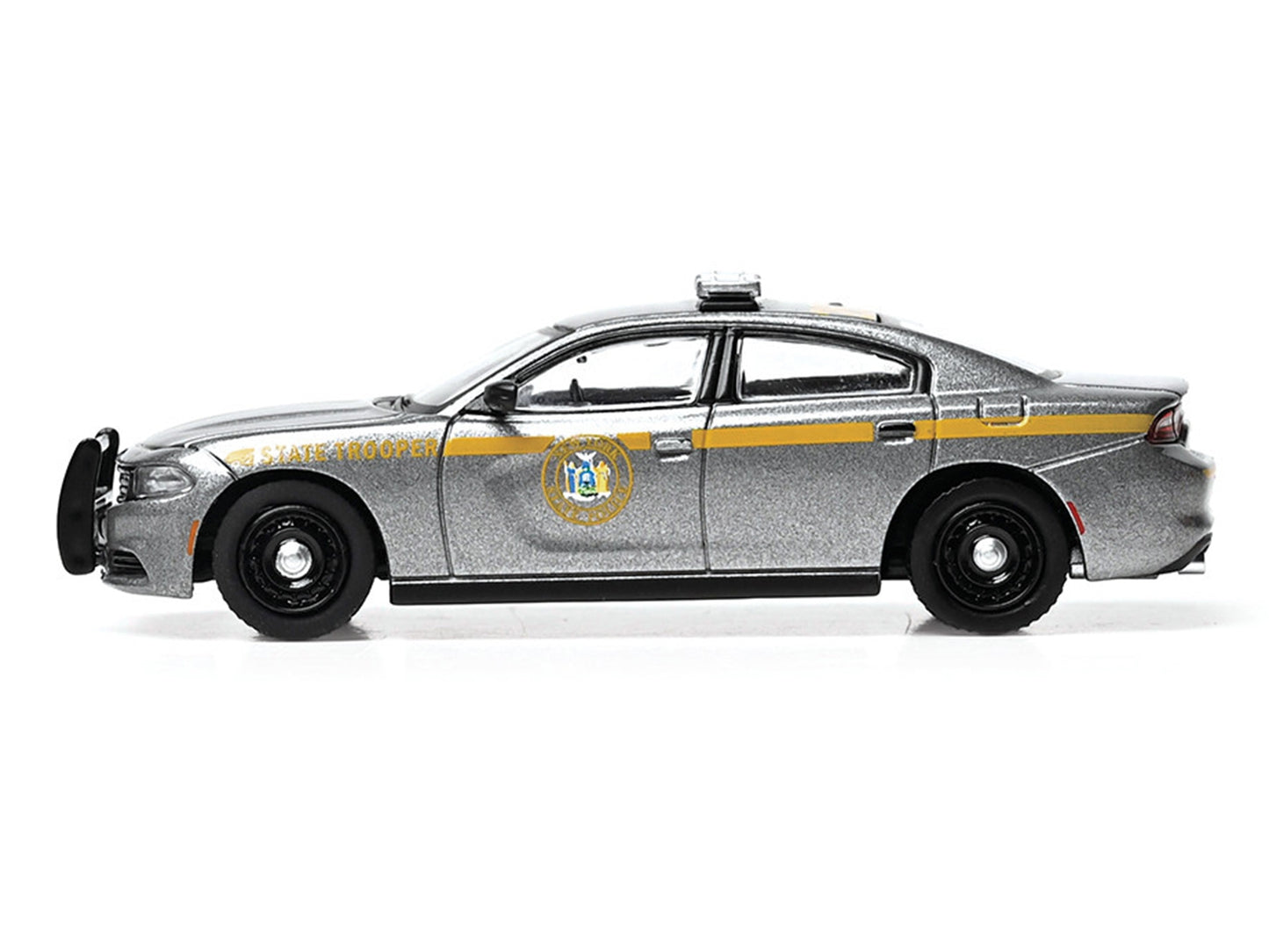 2023 Dodge Charger Pursuit "New York State Police" Gray Metallic with Yellow Stripes 1/64 Diecast Model by IXO Models