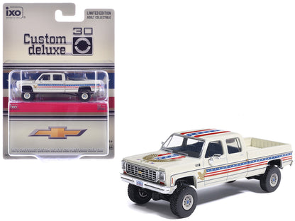 1976 Chevrolet Custom Deluxe K30 Fleetwood Pickup Truck "July 4th Exclusive" White with Graphics 1/64 Diecast Model Car by IXO Models