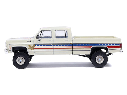 1976 Chevrolet Custom Deluxe K30 Fleetwood Pickup Truck "July 4th Exclusive" White with Graphics 1/64 Diecast Model Car by IXO Models