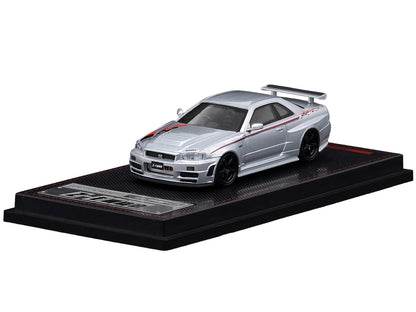 Nissan Skyline GT-R (BNR34) Z-Tune Nismo RHD (Right Hand Drive) Silver Metallic with Graphics 1/64 Diecast Model Car by Ignition Model