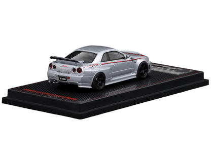 Nissan Skyline GT-R (BNR34) Z-Tune Nismo RHD (Right Hand Drive) Silver Metallic with Graphics 1/64 Diecast Model Car by Ignition Model