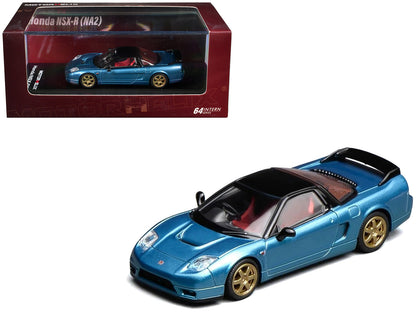 Honda NSX-R (NA2) RHD (Right Hand Drive) Ice Blue Metallic with Black Top and Red Interior "Intern 64" Series 1/64 Diecast Model Car by MotorHelix