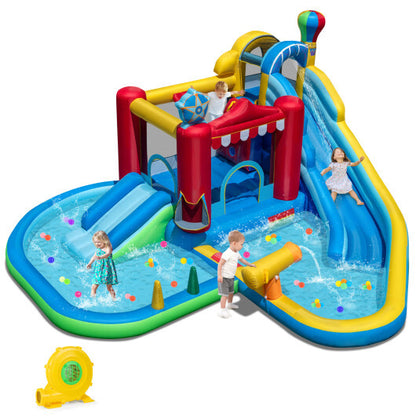 Inflatable Water Park Water Slide Wet Dry Combo Bounce House - Color: Multicolor