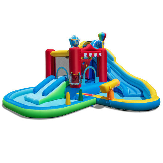 Inflatable Water Park Water Slide Wet Dry Combo Bounce House - Color: Multicolor