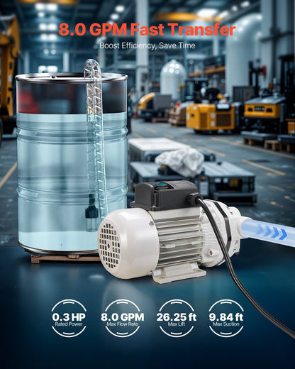 DEF Transfer Pump, 8 GPM, Diaphragm Irrigation Self Priming Electric Water Pump for Diesel Exhaust Fluid Automotive Urea Oil, 110V, 220W, 26.25 ft Lift, for Liquid Transportation Refueling