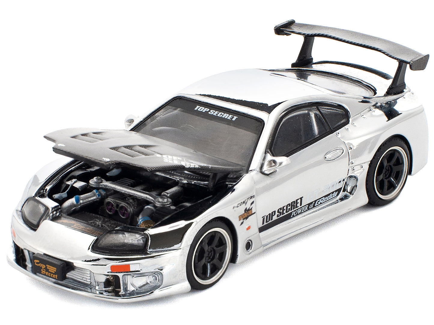 Toyota Supra "Top Secret" GT300 RHD (Right Hand Drive) Silver Chrome 1/64 Diecast Model Car by Pop Race