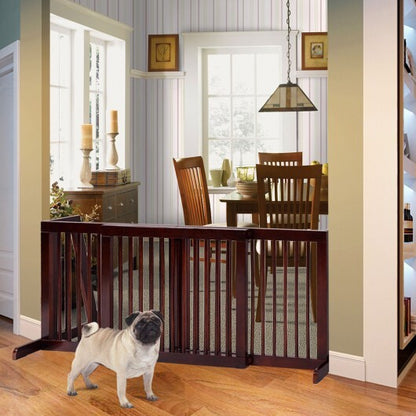 Folding Adjustable Free Standing 3 Panel Wood Fence